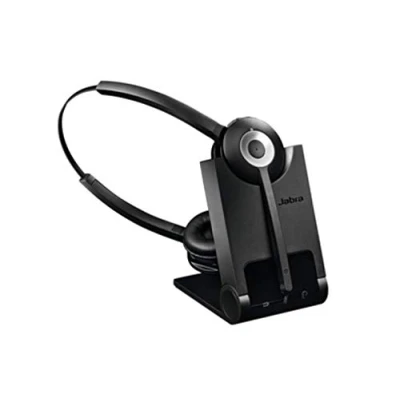 Abbildung von Jabra Pro 920 DECT Kabelloses On Ear Stereo Headset HD Voice und Noise Cancelling ganztägige Akkulaufzeit zur Verwendung mit Tischtelefonen in Europa EU Stecker, schwarz