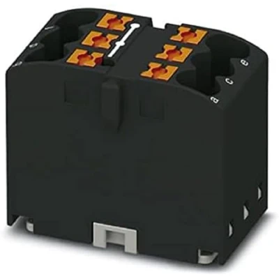 Abbildung von PHOENIX CONTACT PTFIX 6X2,5 G BK Verteilerblock, Grundklemme, 450 V, 24 A, Anzahl der Anschlüsse 6, Querschnitt 0,14 mm² 4 mm², AWG: 26 12, Breite 16 mm, Höhe 22,7 Schwarz, 10 Stück