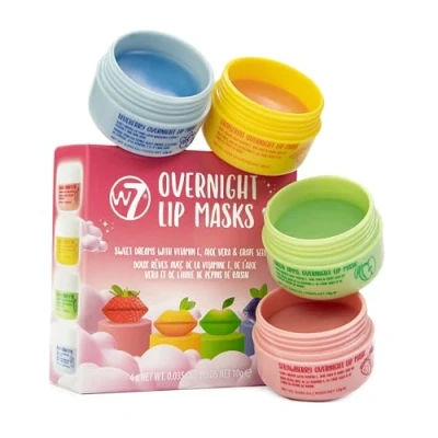 Abbildung von W7 Sweet Dreams Overnight Lippenmasken Geschenkset (4 x 10ml) Lippenpflege mit Aloe Vera &amp; Vitamin E Für hydratisierte, volle und unwiderstehliche Lippen
