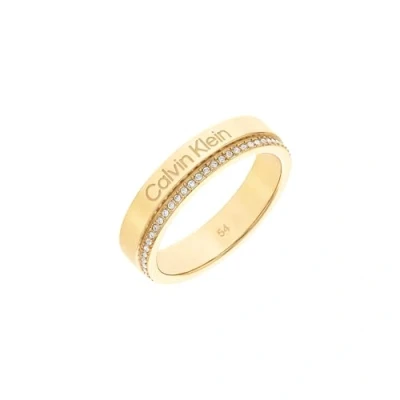 Abbildung von Calvin Klein Minimal Linear Ring goldcoloured, Damen, Größe: 54, Gold coloured