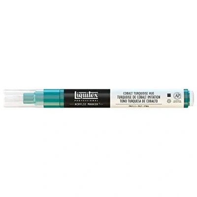 Abbildung von Liquitex 4620169 Professional Paint Marker, Acrylmarker mit hochpigmentierte Acrylfarbe auf Wasserbasis für den Innenbereich &amp; Außenbereich, feine Spitze Kobalttürkis Farbton