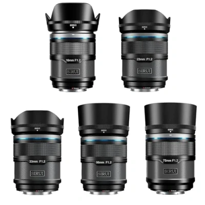 Abbildung von SIRUI Sniper 16 mm, 23 33 56 75 mm Autofokus Objektiv Set, F1.2 Weitwinkel APS C Kameraobjektiv (X Halterung, Schwarz)
