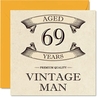 Abbildung von Geburtstagskarte zum 69. Geburtstag für Männer im Alter von 69 Jahren lustige Opa, Vater, Ehemann, Freund, Onkel, Bruder, 145 mm x Grußkarten,