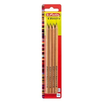 Abbildung von Herlitz 8670556 Bleistifte Skizzo, HB, naturbelassen, bruchsichere Mine, 4 Stück Auf Blisterkarte