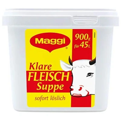 Abbildung von Maggi Klare Fleischsuppe aus Fleischextrakt mit Kräutereinlage &amp; fein gehacktem Gemüse, Sofort löslich, 1er Pack (1 x 900g Gastro Box)