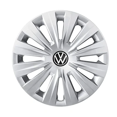 Abbildung von Volkswagen 5H0071455UWP Radkappen (4 Stück) Radzierblenden 15 Zoll Stahlfelgen Radblenden, brillantsilber