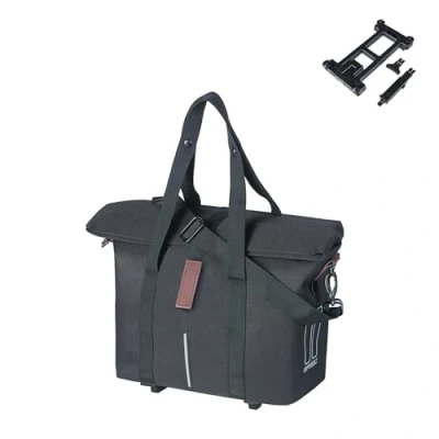 Abbildung von Basil City Fahrradhandtasche MIK 8 11L, Schwarz, Wasserabweisend, Inkl. abschließbarem &amp; KF System, Gepäckträgerhaken für vielseitige Befestigung