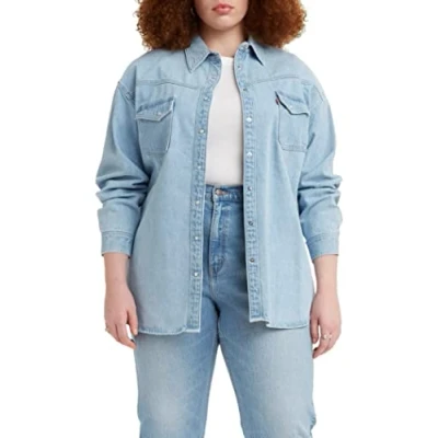 Abbildung von Levi&#039;s Damen Plus Size Dorsey XL Western Hemd,Indigo Stonewash,4XL