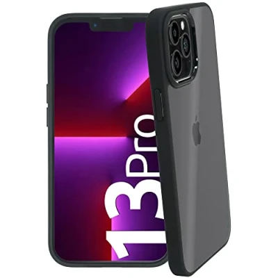 Abbildung von smart engineered se® HARDCASE für iPhone 13 Pro Hülle Transparente Schutzhülle Schwarzer Softframe Kratzfest Stoßfestigkeit Handyhülle case Cover durchsichtig