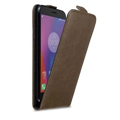 Abbildung von Cadorabo Hülle kompatibel mit Lenovo K6 / Power Flip Design aus Premium Kunst Leder Klappbare Stoßfeste Magnetische Cover für Tasche in Braun