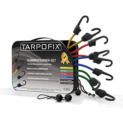 Abbildung von Tarpofix® Spanngurt Gepäckspanner Spanngummi Set 25 100 cm (24er Set) Kunststoff ummantelte Expander Haken universell nutzbar als Spanngurte, Gepäckgummis &amp; Spannseile