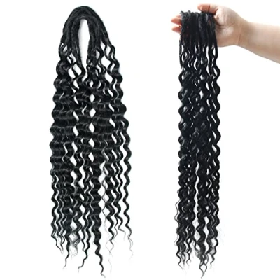 Abbildung von Dsoar Dünne 0.6cm Dreadlock Extensions Gelockt Endet 24 Zoll Doppelt Synthetisch Gewellt Dreadlocks DE Weich Vorgeschlungene Dreads 15 Stränge