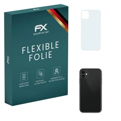 Abbildung von atFoliX Schutzfolie kompatibel mit Apple iPhone 11 Backcover Folie, ultraklare und flexible FX Displayschutzfolie (3X)