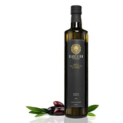 Abbildung von Black Lion Premium Kreta griechisches Bio Olivenöl Kaltgepresst, nativ extra mild fruchtig lecker frische Ernte,100% Koroneiki Olive 750ml