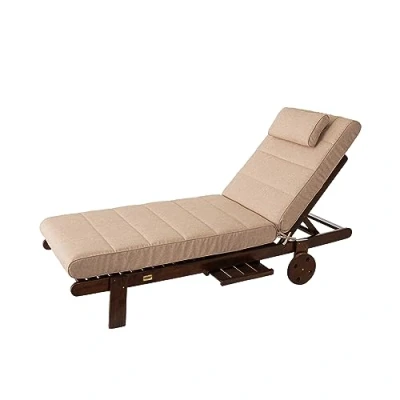 Abbildung von PillowPrim Gartenmöbel Matratze, für Liege, Sonnenliegen, Balkon, Outdoor, Liegenauflage, Polster, Sofa, Sitzkissen, Beige, 204x60 cm