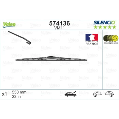 Abbildung von Scheibenwischer Valeo 574136 550mm vorne Standard FORD: Transit Mk6 Kastenwagen, AIXAM: D Truck Pritsche/Fahrgestell, MERCEDES BENZ: SLK