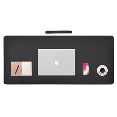 Abbildung von Rhombutech XXL Mauspad, Schreibtischunterlage, Notebookunterlage, Schreibtischschutz. Ideal im Büro oder für Zuhause (90 x 43cm, Schwarz)