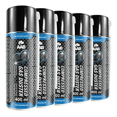 Abbildung von AABCOOLING AAB Druckluftspray 5 x 400ml, Druckgasreiniger, Druckluft Dose für die Reinigung von Tastatur, PC, Bildschirmen, Spielekonsolen, Luftdruck Spray, Air Duster, Reinigungsspray