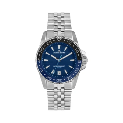 Abbildung von JACQUES LEMANS 1 2205I Herrenuhr Liverpool Diver mit Glieder Edelstahlarmband 41 MM Datum 20 ATM
