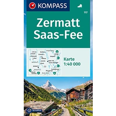 Abbildung von KOMPASS Wanderkarte 117 Zermatt, Saas Fee 1:40.000: markierte Wanderwege, Hütten
