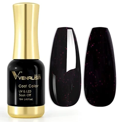 Abbildung von VENALISA UV Nagellack Nude Glitter Pink Dunkelrot Weiß Rosa Soak Off Gel für Anfänger DIY Nail Art Maniküre Salon (1085)
