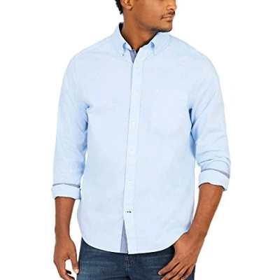 Abbildung von Nautica Herren Hemd mit klassischer Passform, Stretch, solide Lange Ärmel, Button Down Hemd, Powder Blue, XX Large