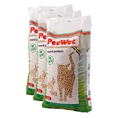Abbildung von PeeWee 42 L / 27 KG Holzstreu Katzenstreu Einstreu Bio Öko Streu Pellets (3x9kg)