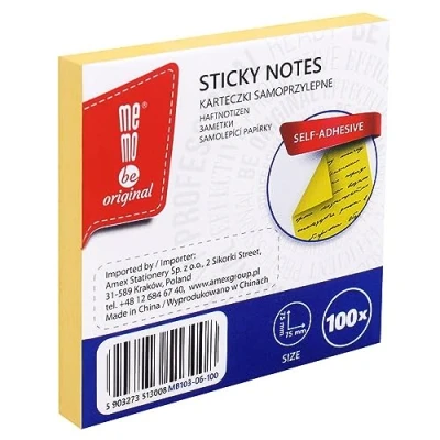 Abbildung von MEMOBE Haftnotizen Klebezettel Sticky Notes Set Selbstklebende Notizzettel Postit Reusable Pastel 75x75mm 100 Karten Gelb