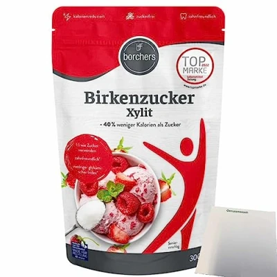 Abbildung von Borchers Birkenzucker Xylit 40% weniger Kalorien als Zucker (300g Packung) + usy Block