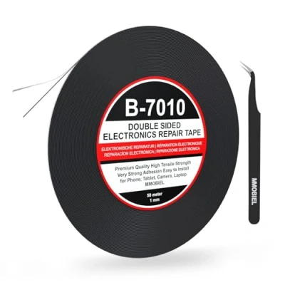 Abbildung von MMOBIEL 1 mm doppelseitiges Klebeband stark klebend Tape 50 m Rolle (Schwarz) für Smartphone Tablet Reparatur
