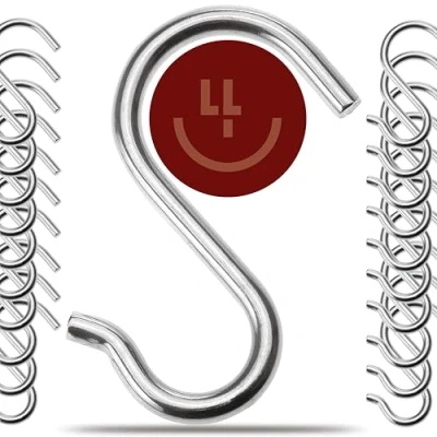 Abbildung von 4smile S Haken Edelstahl 20er Set Rostfreie zum Einhängen, Küchenhaken für drinnen und draußen Funktionale Aufhängehaken, Metallhaken Einhängen