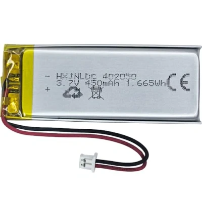 Abbildung von DC 3.7V 450mAh 402050 wiederaufladbare Lithium Polymer Batterie passend für DIY 3.7 5V elektronische Produkte mit eingebautem 2 Draht Batterieaustausch und LED Leuchten