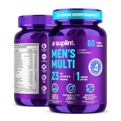 Abbildung von Multivitamin für Männe 60 Kapseln Tage Vitamin Komplex A Z &amp; Mineralstoffe wie Zink, Magnesium, Und Mehr Hochdosierte Tabletten Multivinamine A, C, D, E, B6, B12, K