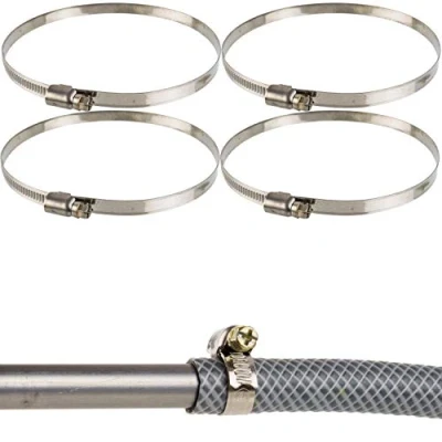Abbildung von Schlauchschellen mit Schneckenantrieb, 4 Stück, Spannbereich Ø 110 130 mm, für 125 mm Schläuche, W2 Edelstahl, Kreuzschlitz SW7, 9 Bandbreite, Fixierung Wasserschlauch und Rohrstück Anschlüssen