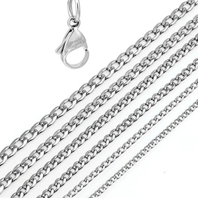 Abbildung von DonDon Kette mit Anhänger Edelstahlkette Halskette silber, Panzerkette aus Edelstahl, für Herren, verschiedene Längen und Breiten