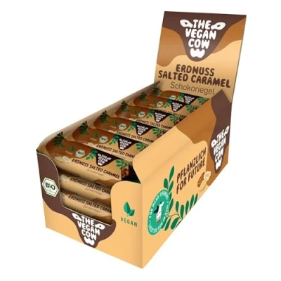Abbildung von THE VEGAN COW Schokoriegel Erdnuss Salted Caramel 24 x 40g vegan, bio, glutenfrei 100% natürliche Zutaten
