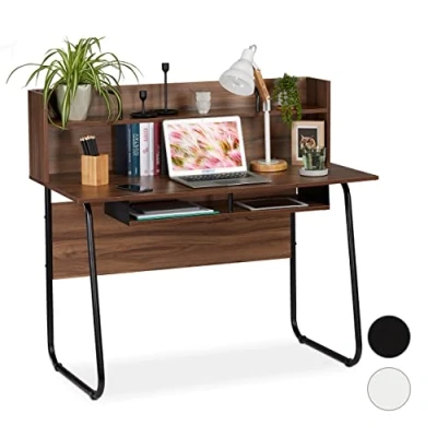 Abbildung von relaxdays Schreibtisch mit Ablagefächern, Holz / Schwarz