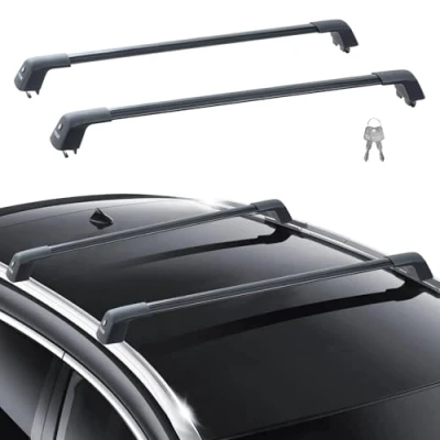 Abbildung von VEVOR Dachträger Universal Dachgepäckträger Auto 135,8 cm (53,5 Zoll) Aluminium Querträger passend für erhöhte Seitenschiene mit Lücke, 90 kg Tragkraft, verstellbare Schlössern