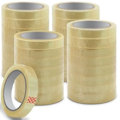Abbildung von Waytex Packung mit 32 Klebebändern für Büro, transparent, glänzend, hohe Klebekraft, Breite 19 mm, Rolle 66 m, Profi Qualität, Stärke 50 Mikron