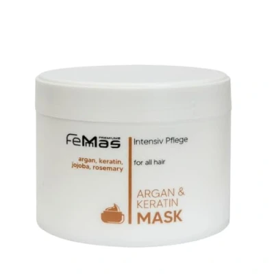 Abbildung von FemMas Argan &amp; Keratin Haarmaske mit pflanzlichen Ölen Proteinen I Arganöl Reichhaltige Protein für gesundes, geschmeidiges Haar Friseur Qualität 300ml im neuen Design