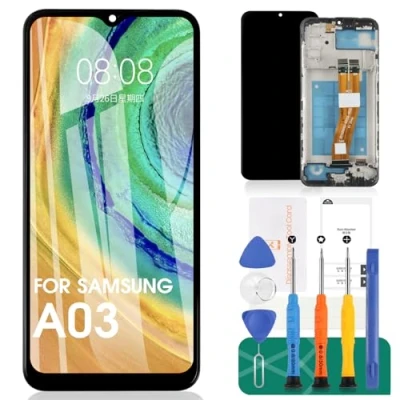 Abbildung von für Samsung Galaxy A03 Bildschirm Ersatz LCD Display Touchscreen SM A035G Digitizer Montage Reparatur Kits mit Rahmen（Schwarz,162mm）