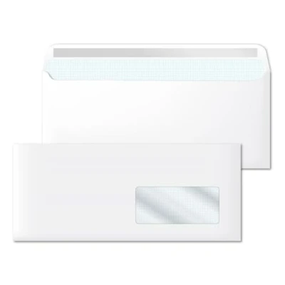 Abbildung von Weiße Briefumschläge, Papierumschläge, amerikanisches Papier mit rechtem Fenster, Versandumschläge für Dokumente, Umschlag selbstklebendem Verschluss, weißes Papier, Größe 220 x 110 mm, SIDI (1000