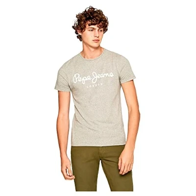 Abbildung von Pepe Jeans Original Stretch Tshirt print, Herren, Größe: Small, Grey marl