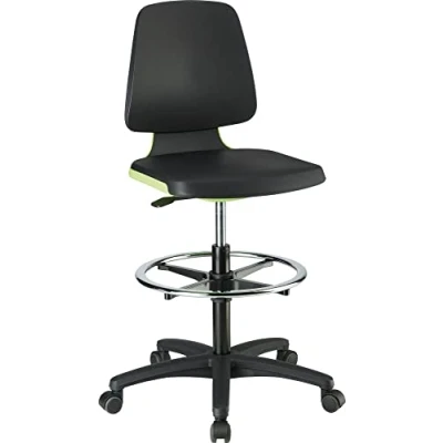 Abbildung von bimos Arbeitsdrehstuhl LABSIT Hochstuhl mit Sitz Stopp Rollen und Fußring Supertec blau