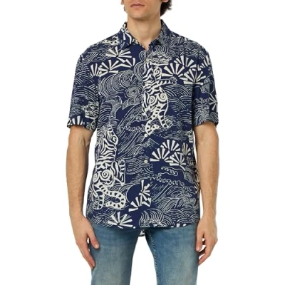 Abbildung von Key Largo MSH Resort 1/2 Patterned Hemd, Herren, Größe: Large, Navy white