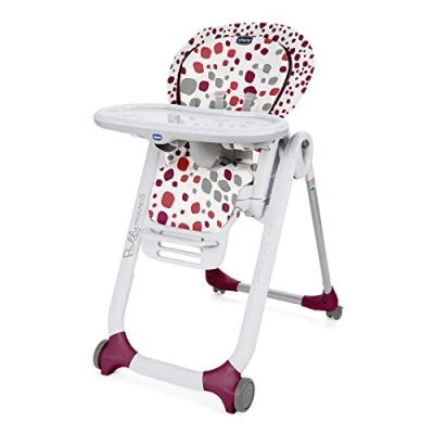 Abbildung von Chicco Polly Progres5 Verstellbarer Hochstuhl ab Geburt bis 3 Jahre (15 kg), Baby mit Liegefunktion und Sitzerhöhung, 4 Rädern Kompakter Schließung