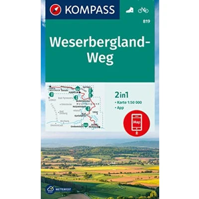 Abbildung von KOMPASS Wanderkarte 819 Weserbergland Weg 1:50.000: 2in1 Wanderkarte, inklusive Karte zur offline Verwendung in der App. Fahrradfahren