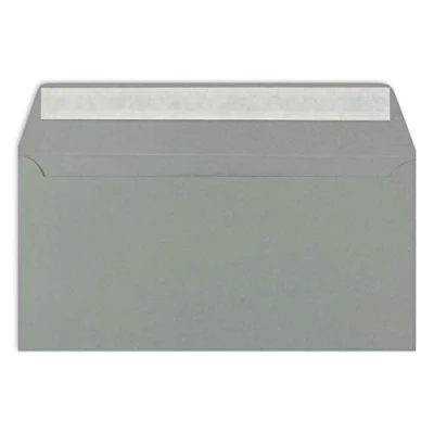 Abbildung von 300 DIN Lang Brief Umschläge Grau 11 x 22 cm 120 g/m² Haftklebung Standard Kuverts für Taufe &amp; Einladungen von Ihrem Glüxx Agent