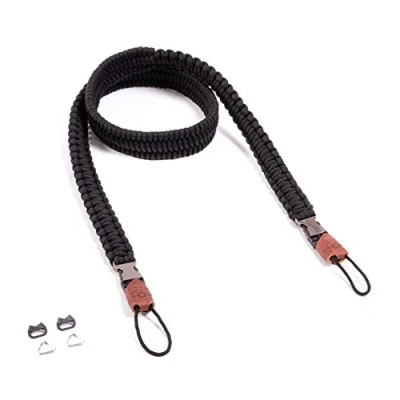 Abbildung von C Rope Kameragurt THE TRAVELER handgeflochten aus Paracord, Schultergurt mit Schnellverschluss, 125cm, Schwarz