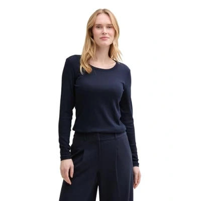 Abbildung von TOM TAILOR Damen 1045960 Longsleeve T Shirt, 10668 Sky Captain Blue, Small